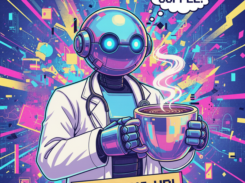 Doctor Robot with coffee
